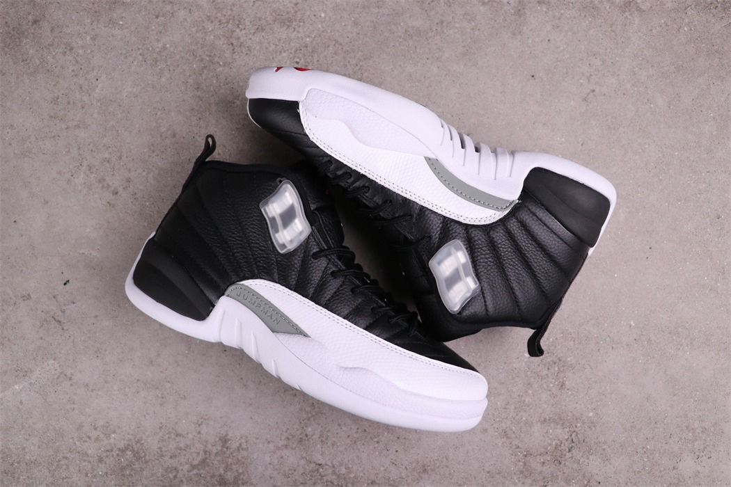 Air Jordan 12 Reverse Taxi Black White Shoes - Click Image to Close